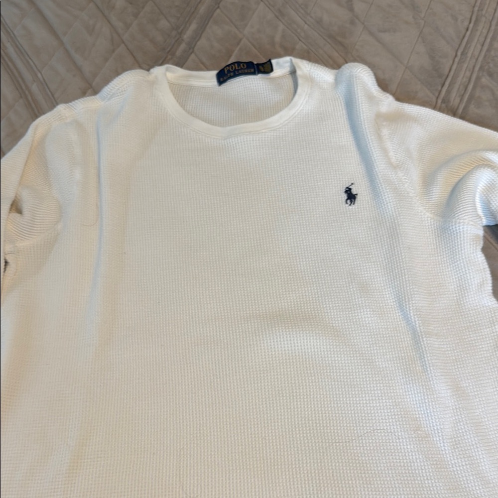 Polo by Ralph Lauren Cream Waffle Knit Shirt